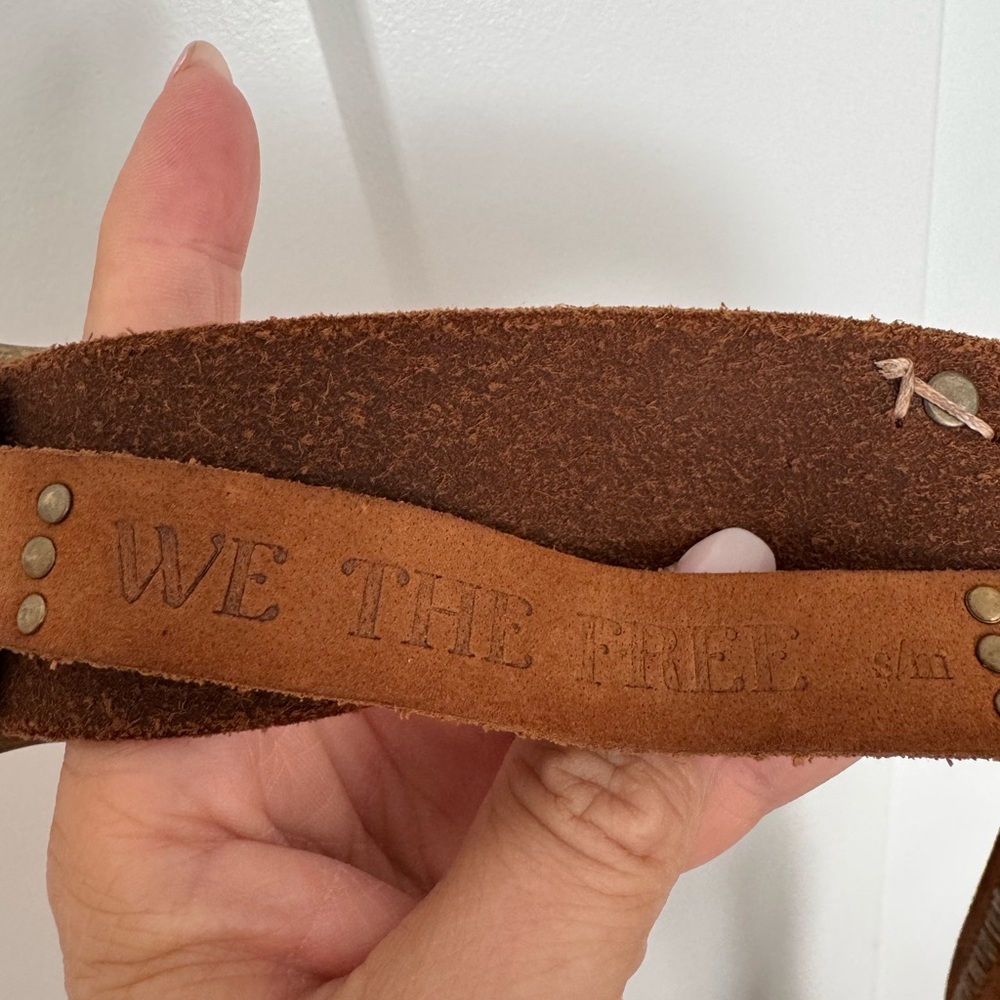 We The Free Brown Leather Belt with Brass Accents - Picture 4 of 6